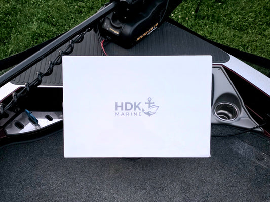 HDK Marine Display mounted on the bow of a boat.