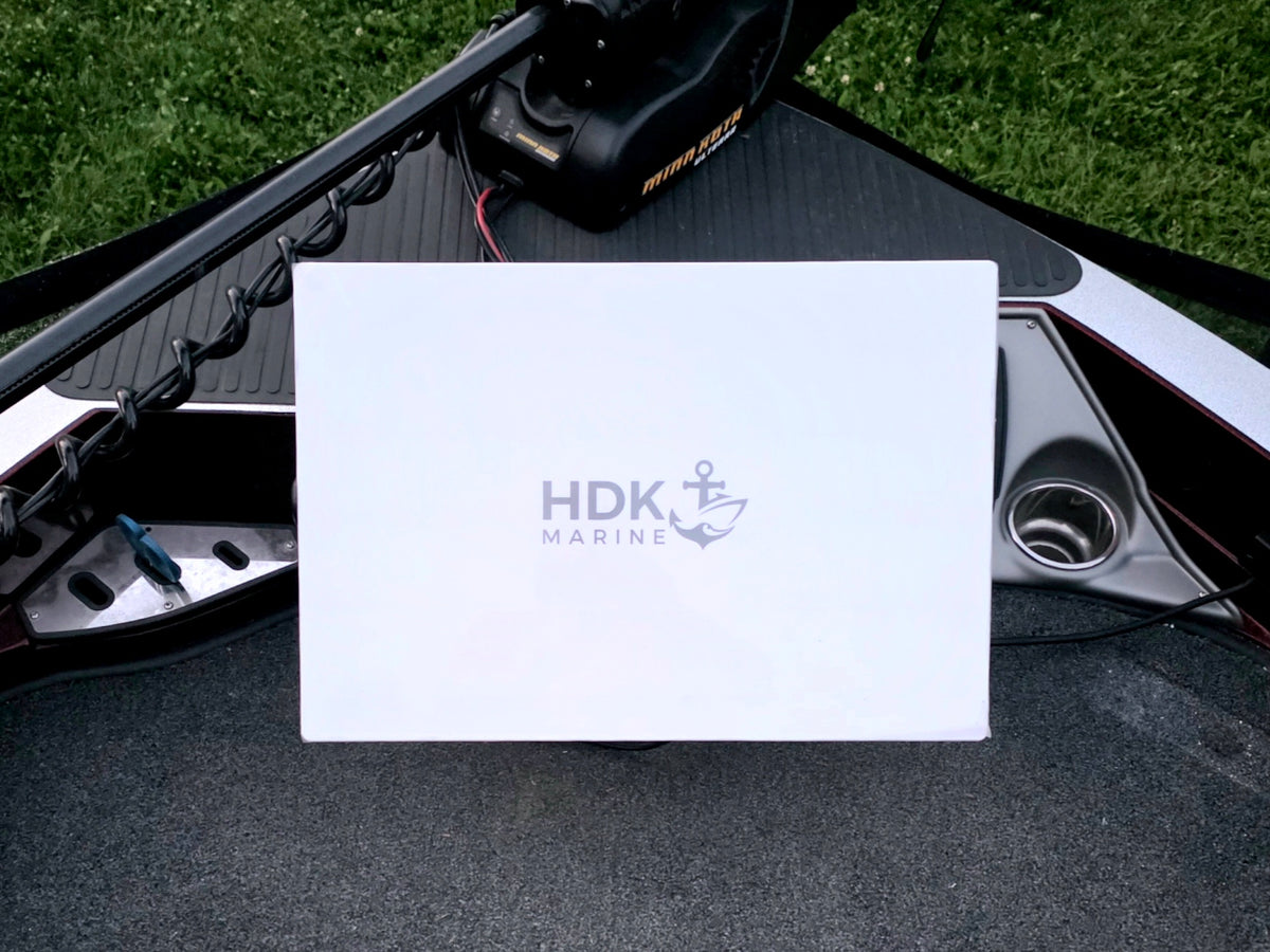 HDK Marine Display mounted on the bow of a boat.
