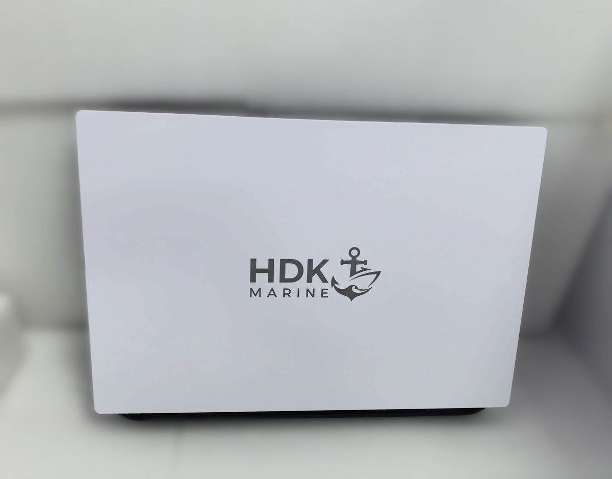Front view of HDK Marine Display with protective screen cover on.